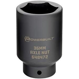 Powerbuilt 1/2-inch Drive Axle Nut Socket, 36mm 6 Point Extra Deep, Remove Front