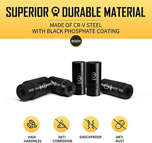 BOEN 1/2" Drive SAE Deep Impact Socket Set, 19 Piece Cr-V Steel Socket Set - Image 5