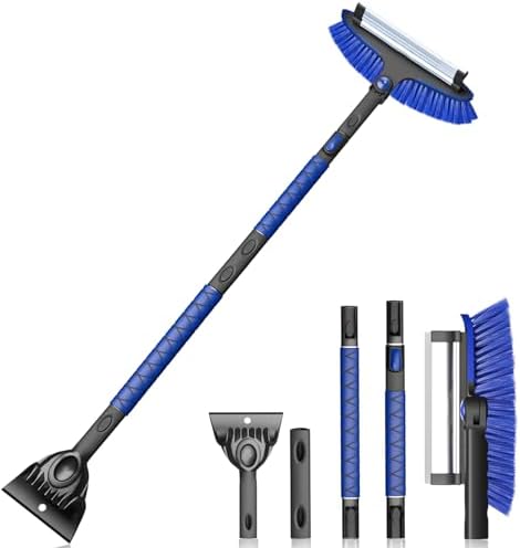 TESSONO 55.7" Ice Scraper, Extendable Snow Brush and Snow Broom with Ergonomic