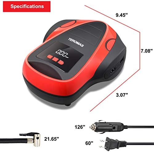 TEROMAS Tire Inflator Air Compressor, Portable DC/AC Air Pump - Image 5