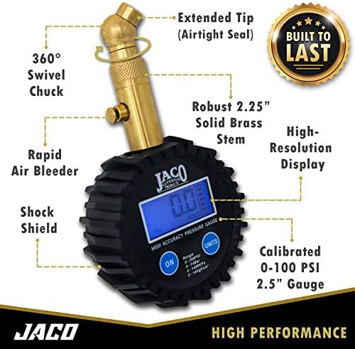 JACO Elite Digital Tire Pressure Gauge - Professional Accuracy - 100 PSI - Image 2