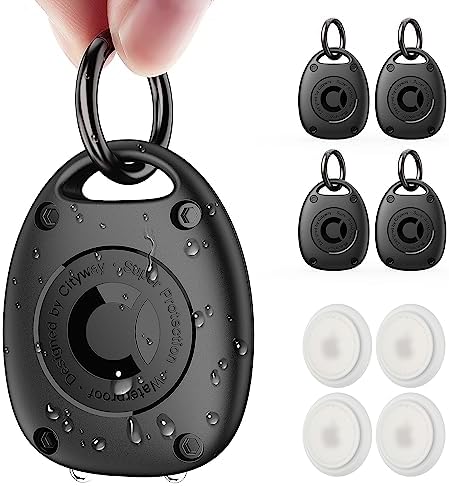 (4 Pack) AirTag Keychain Holder Case | IPX8 Waterproof, Ultra-Compact | Portable