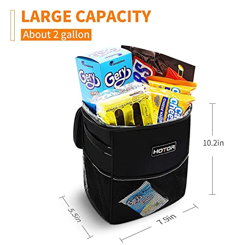 HOTOR Car Trash Can 2 Gallon with Lid and Storage Pockets, 100% Leak-Proof Car - Image 3