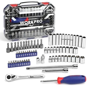 WORKPRO 70-Piece 1/4" Drive Socket Set with Quick-Release Ratchet