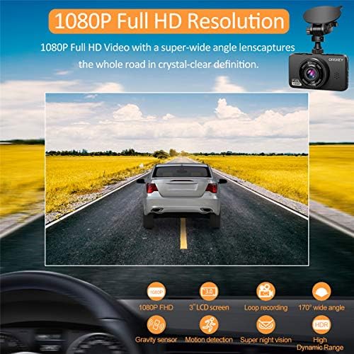 ORSKEY Dash Cam for Cars Front and Rear and SD Card Included 1080P Full HD - Image 2