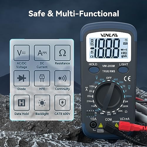 VENLAB Digital Multimeter DC AC Voltmeter, Ohm Meter, Fast Accurately Measures - Image 2