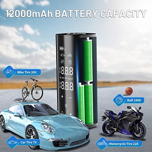 WOVAWOVA Tire Inflator Portable Air Compressor,12000 mAh Air Pump,150PSI - Image 4