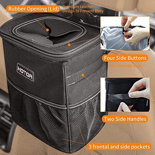 HOTOR Car Trash Can 2 Gallon with Lid and Storage Pockets, 100% Leak-Proof Car - Image 5